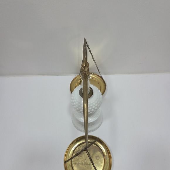 Vintage MCM Scales of Justice Hobnail Milk Glass (Not Does Tilt) - Picture 9 of 10